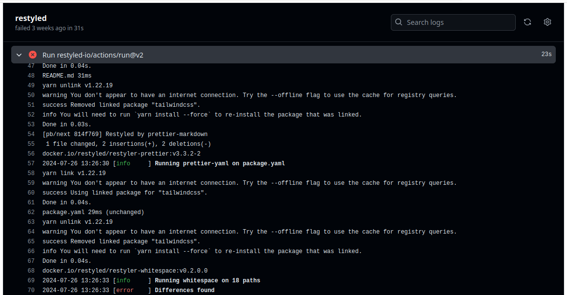 Restyled workflow job